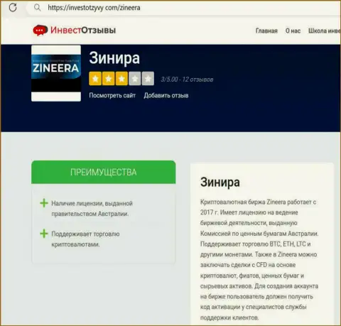 Обзор деятельности биржевой компании Зинеера на сервисе investotzyvy com